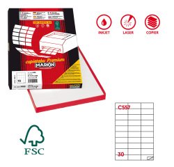 Etichette adesive C/557 - in carta - permanenti - 70 x 297 mm - 30 et/fg - 100 fogli - bianco - Markin