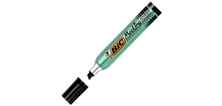 Marcatore permanente Marking Onyx 1591 - punta a scalpello 2,70-6,20mm - nero - Bic - conf. 12 pezzi