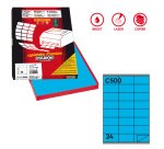 Etichette adesive C/500 - in carta - permanenti - 70 x 36 mm - 24 et/fg - 100 fogli - blu - Markin