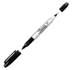 Marcatore Permanente Twin tip doppia punta - una punta fine 1,0mm - una punta extra fine 0,5mm - nero - Sharpie
