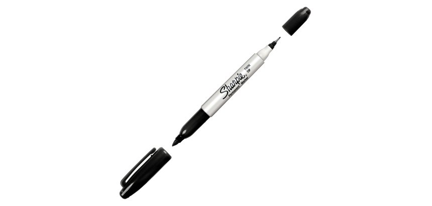 Marcatore Permanente Twin tip doppia punta - una punta fine 1,0mm - una punta extra fine 0,5mm - nero - Sharpie