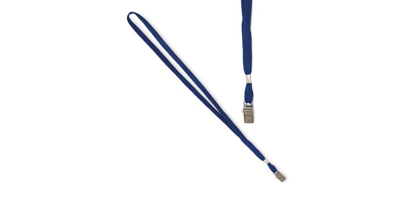 Cordoncino per portabadge - 49 x 1 cm - blu - Lebez - conf. 100 pezzi