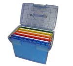 Valigetta Arianna - blu traslucido - con 5 cartelle sospese Joker interasse 33 cm - 37x25x30 cm - colori assortiti - Bertesi