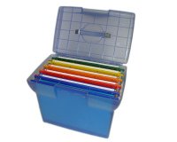 Valigetta Arianna - blu traslucido - con 5 cartelle sospese Joker interasse 33 cm - 37x25x30 cm - colori assortiti - Bertesi