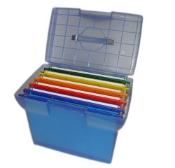 Valigetta Arianna - blu traslucido - con 5 cartelle sospese Joker interasse 33 cm - 37x25x30 cm - colori assortiti - Bertesi