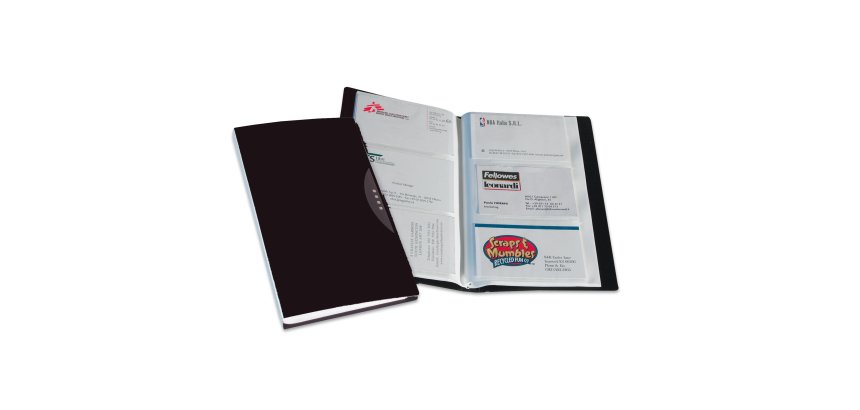 Portabiglietti da visita Office Suites - 120 tasche - con custodia - 11,4x19,2 cm - nero - Fellowes