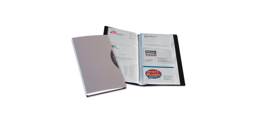 Portabiglietti da visita Office Suites - 120 tasche - con custodia - 11,4x19,2 cm - silver - Fellowes