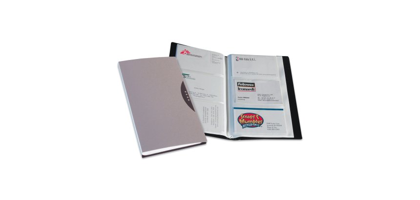 Portabiglietti da visita Office Suites - 120 tasche - con custodia - 11,4x19,2 cm - silver - Fellowes
