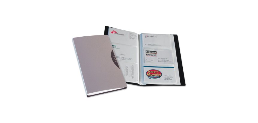 Portabiglietti da visita Office Suites - 240 tasche - con custodia - 11,4x19,2 cm - silver - Fellowes