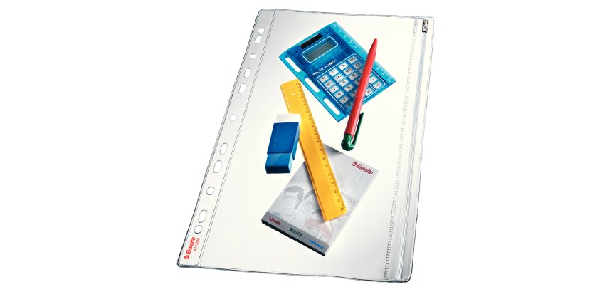 Buste forate con zip - PVC - 19 x 30 cm - Esselte - conf. 5 pezzi