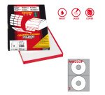 Etichette adesive A/462 - in carta - permanenti - diametro CD 117,5 mm - foro 41 mm - 2 et/fg - 100 fogli - bianco coprente - Markin