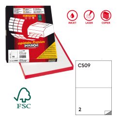 Etichette adesive extra forti C/509 - in carta - permanenti - 210 x 148,4 mm - 2 et/fg - 100 fogli - bianco - Markin
