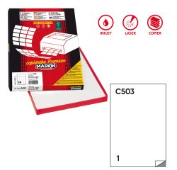 Etichette adesive extra forti C/503 - in carta - permanenti - 21 x 29,7 cm - 1 et/fg - 100 fogli - bianco - Markin