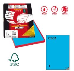Etichette adesive C/503 - in carta - permanenti - 210 x 297 mm - 1 et/fg - 100 fogli - blu - Markin