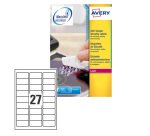 AVERY Etichette bianche antimanomissione 63,5x29,6mm, 27 etichette per foglio, adesivo permanente, laser, 20 fogli