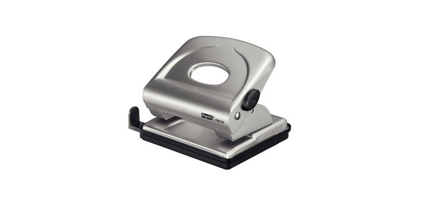 Perforatore FMC25+ - max 30 fogli - 2 fori - passo 8 cm - argento - Rapid