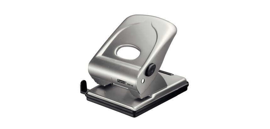 Perforatore FMC40 - max 40 fogli - 2 fori - passo 8 cm - argento - Rapid