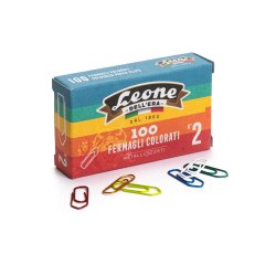 Fermagli metallizzati - n. 2 - 2,6 cm - colori assortiti - Leone - conf. 100 pezzi