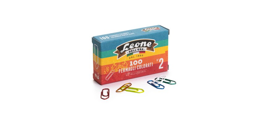 Fermagli metallizzati - n. 2 - 2,6 cm - colori assortiti - Leone - conf. 100 pezzi