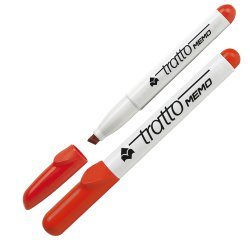 Pennarello a secco Tratto Memo per lavagne cancellabili - punta a scalpello - tratto 6,5mm - rosso  - Tratto