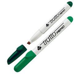 Pennarello a secco Tratto Memo per lavagne cancellabili - punta a scalpello - tratto 6,5mm - verde - Tratto