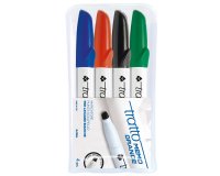 Pennarello a secco Tratto Memo per lavagne cancellabili  - punta a scalpello - tratto 6,5mm - astuccio 4 colori - Tratto