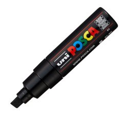 Marcatore a base d'acqua Uni Posca PC8K - punta large a scalpello 8,0mm - nero  - Uni Mitsubishi