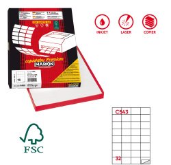 Etichette adesive C/543 - in carta - permanenti - 52,5 x 37 mm - 32 et/fg - 100 fogli - bianco - Markin