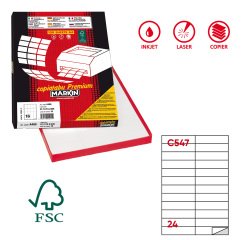 Etichette adesive C/547 - in carta - permanenti - 105 x 25 mm - 24 et/fg - 100 fogli - bianco - Markin