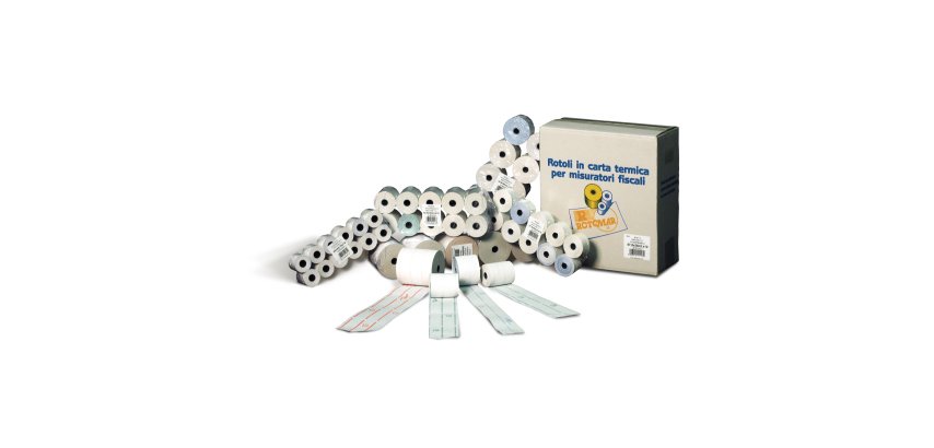 Rotolo per calcolatrici - cellulosa - 57 mm x 28 mt - diametro esterno 58 mm - 55 gr - cellulosa - 60 gr - Rotomar - blister 10 pezzi