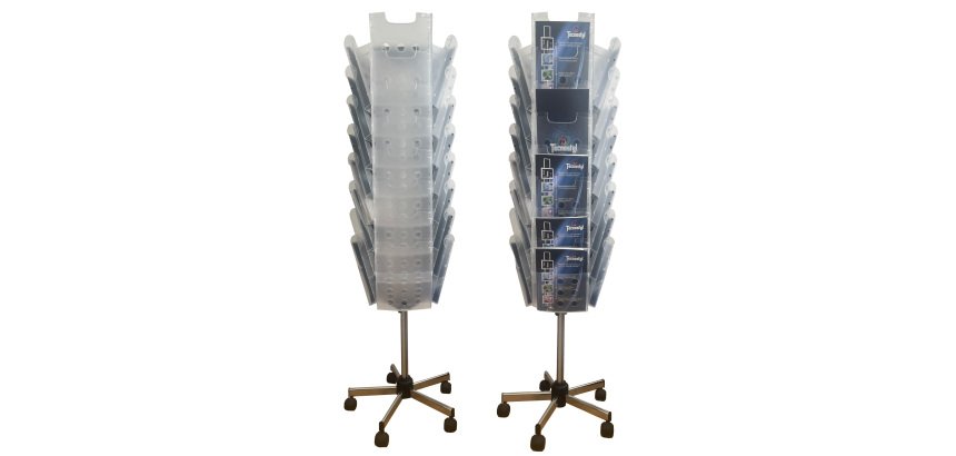 Portariviste girevole da terra Carousel Stacker - 24 vaschette A4 - Tecnostyl