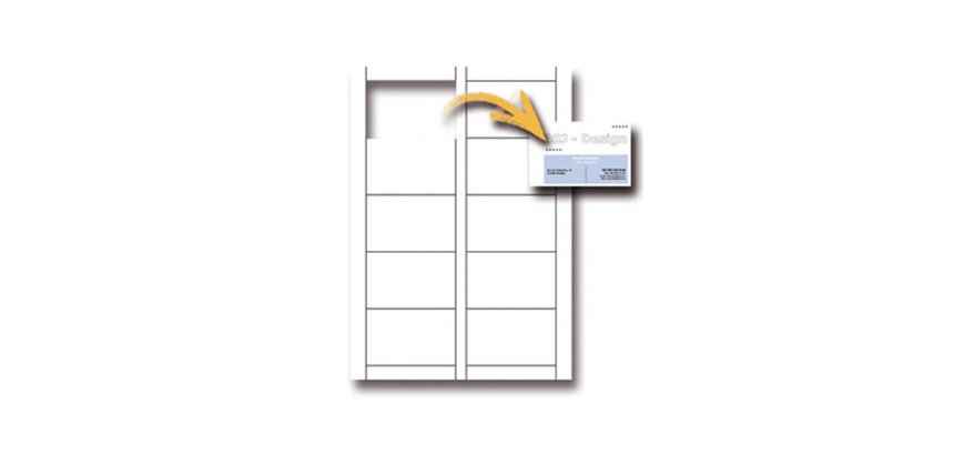 Biglietti da visita - 85 x 54 mm - 250 gr - microperforati - bianco - Decadry - conf. 12 fogli da 10 biglietti