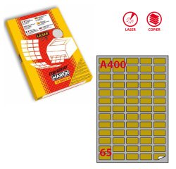 Etichette adesive A/400 - in carta - permanenti - 38,1 x 21,2 mm - 65 et/fg - 100 fogli - oro - angoli tondi - x laser - Markin