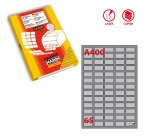 Etichette adesive A/400 - in carta - permanenti - 38,1 x 21,2 mm - 65 et/fg - 100 fogli - argento - angoli tondi - x laser - Markin