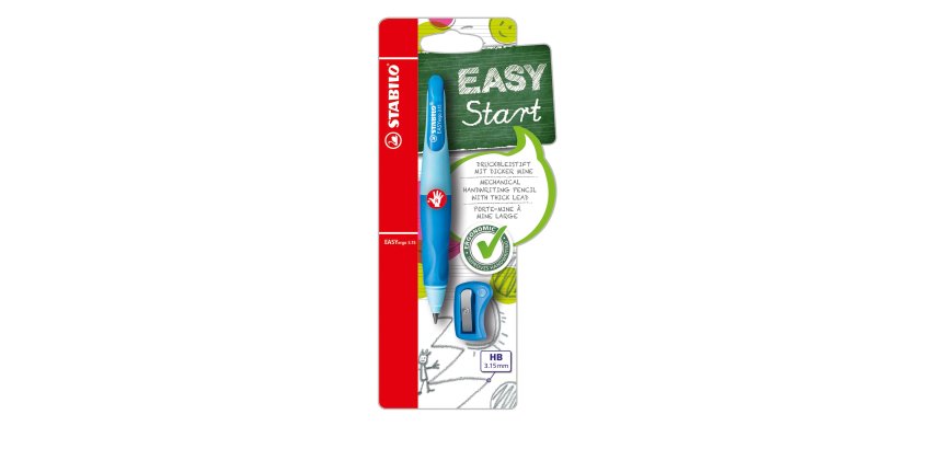 Portamine Easyergo - 3,15mm - per destrosi + affilamine - fusto azzurro - Stabilo