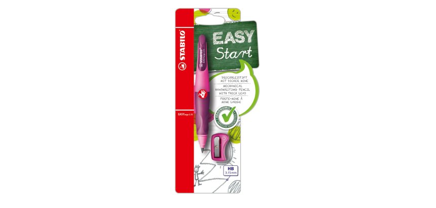 Portamine Easyergo - 3,15mm - per destrosi + affilamine - fusto rosa/viola - Stabilo