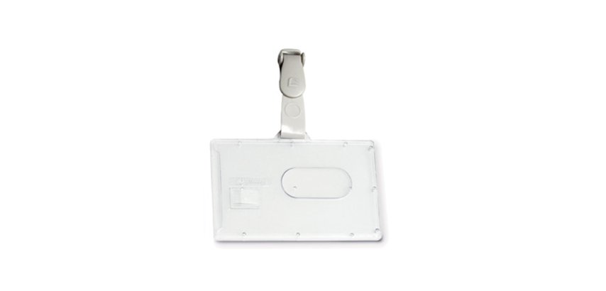 Portabadge rigido Pocket - clip in plastica - 5,3 x 8,5 cm - Fellowes