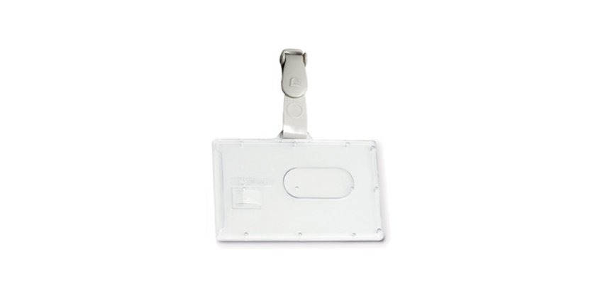Portabadge rigido Pocket - clip in plastica - 5,3 x 8,5 cm - Fellowes