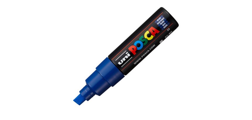 Marcatore a base d'acqua Uni Posca PC8K - punta large a scalpello 8,0mm - blu  - Uni Mitsubishi