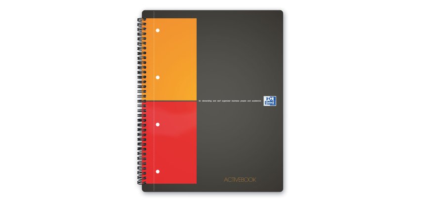 Blocco spiralato International Activebook - 1 rigo con margine - 240 x 297mm - 80gr - 80 fogli - Oxford