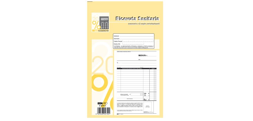 Blocco ricevute sanitarie numerate - 50/50 fogli autoricalcanti - 23 x 15cm - Edipro