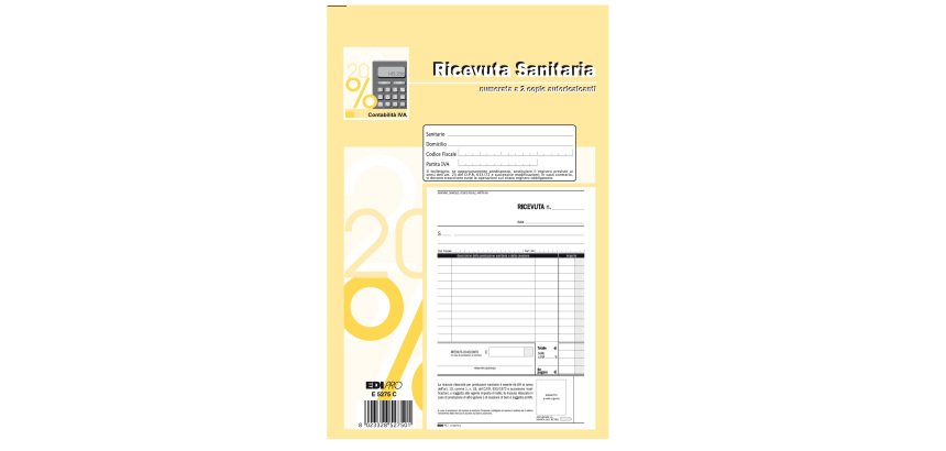 Blocco ricevute sanitarie numerate - 50/50 fogli autoricalcanti - 23 x 15cm - Edipro