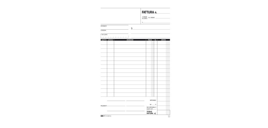 Blocco fatture 1 aliquota Iva - 50/50 fogli autoricalcanti - 23 x 15cm - Edipro