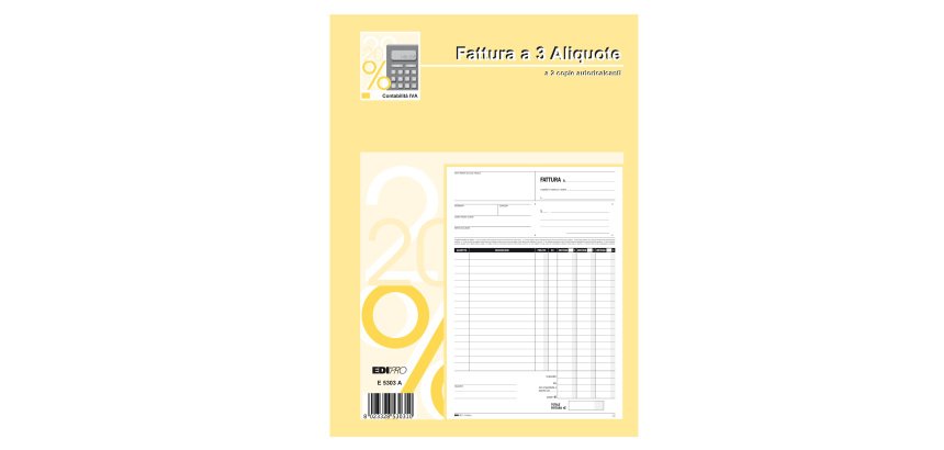 Blocco fatture 3 aliquota Iva - 50 fogli 2 copie autoricalcanti - 29,7 x 21cm - Edipro