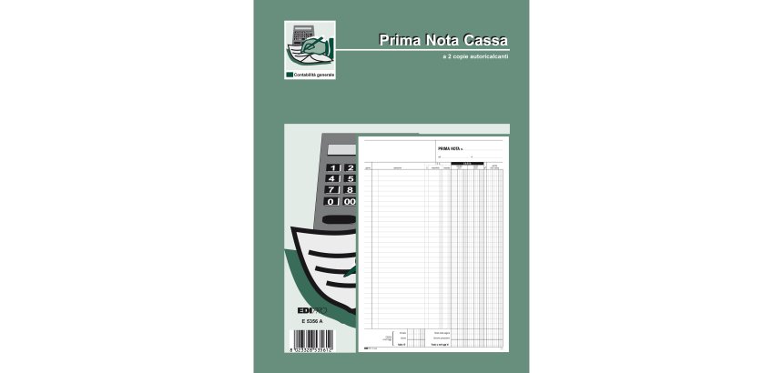 Blocco prima nota cassa entrate/uscite/Iva - 50/50 fogli autoricalcanti - 31 x 21cm - Edipro