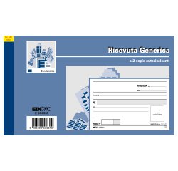 Blocco ricevute generiche - 50 fogli 2 copie autoricaricanti - 9,9 x 17cm - 50 fogli - Edipro