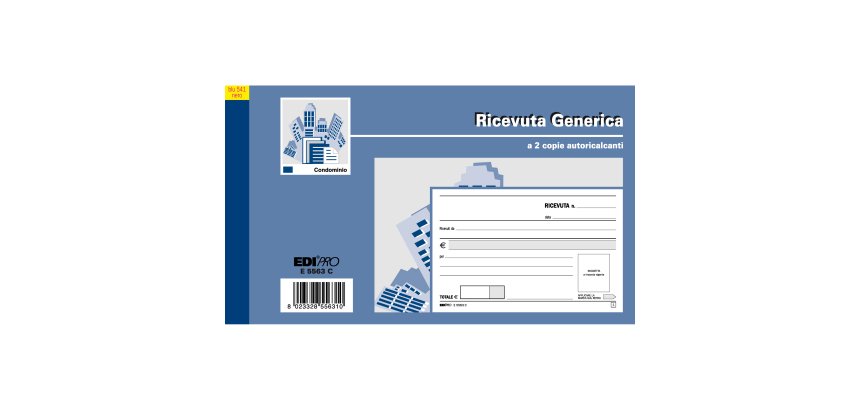 Blocco ricevute generiche - 50 fogli 2 copie autoricaricanti - 9,9 x 17cm - 50 fogli - Edipro