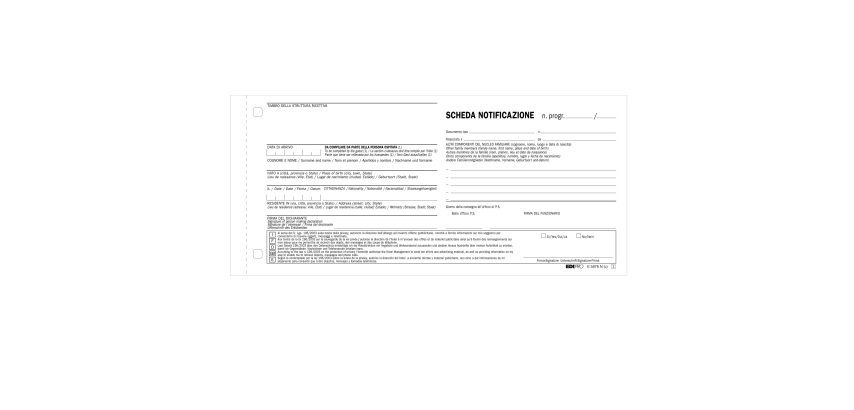 Scheda di notifica - fogli snap - 25 fogli 2 copie autoricalcanti - 10 x 22cm - Edipro - conf. 250 pezzi