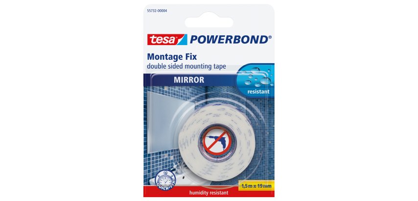 Nastro biadesivo per specchi Tesa Powerbond - 19 mm x 1,5 m - bianco - PE - Tesa