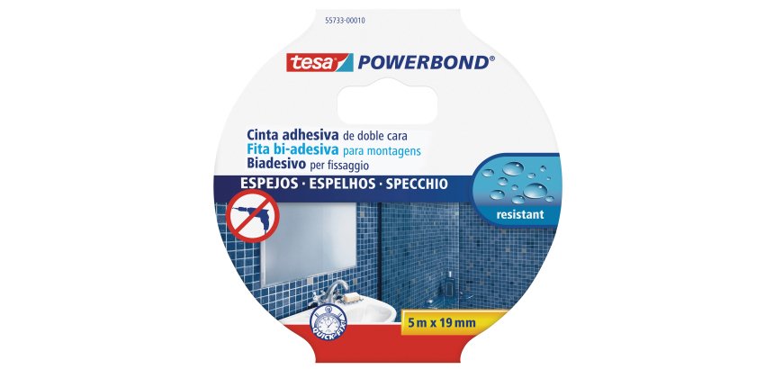 Nastro biadesivo per specchi Tesa Powerbond - 19 mm x 5 m - PE - bianco - Tesa